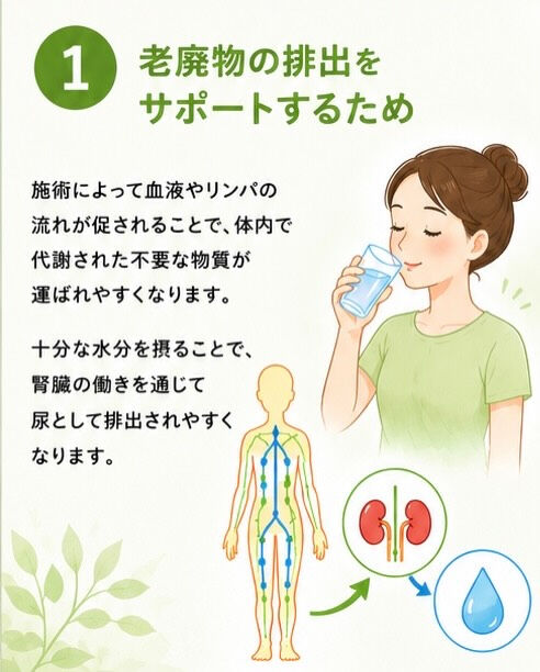 マッサージやスパの後に『お水をたくさん飲んでくださいね』って