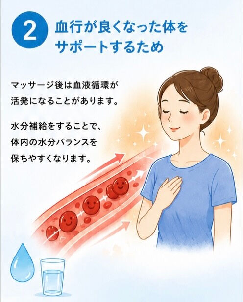 マッサージやスパの後に『お水をたくさん飲んでくださいね』って